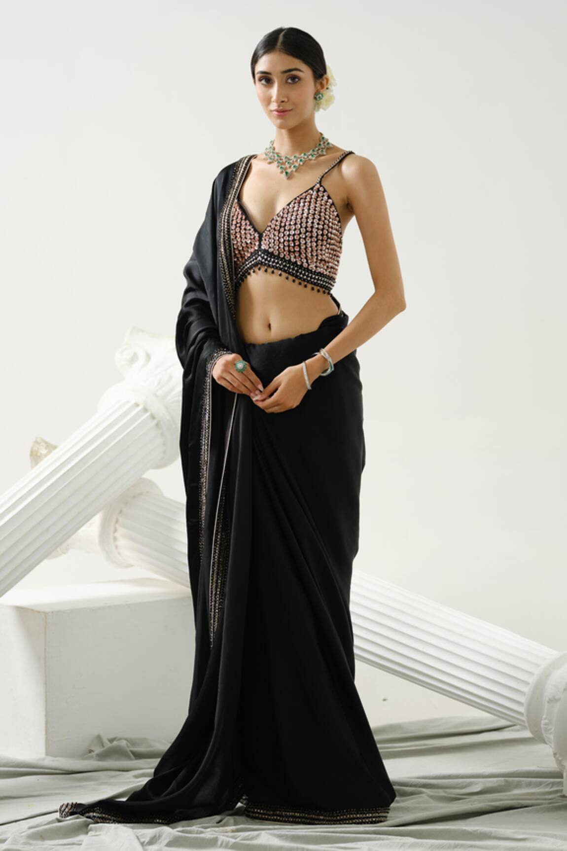 Tamaraa By Tahani Diva Border Embroidered Saree With Blouse 