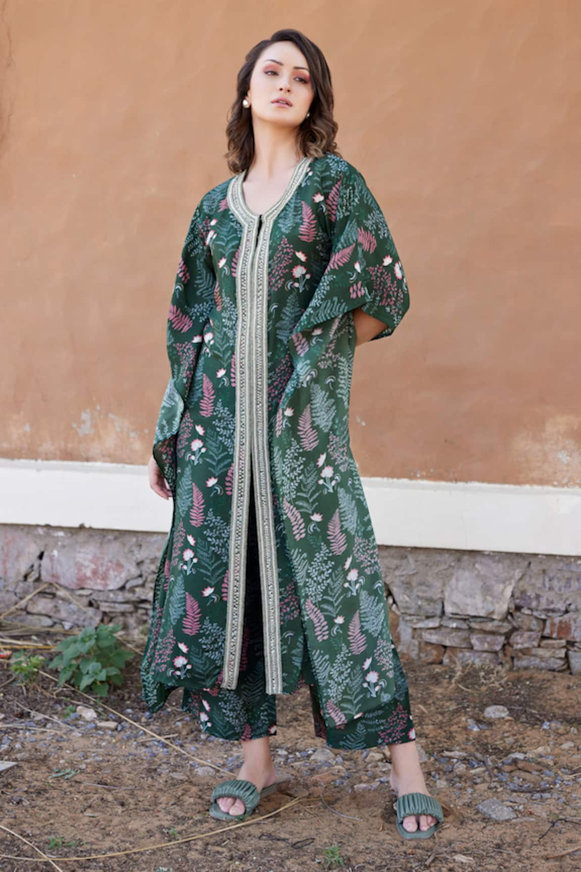 Harsha Khatry Floral Bloom Print Kaftan With Pant