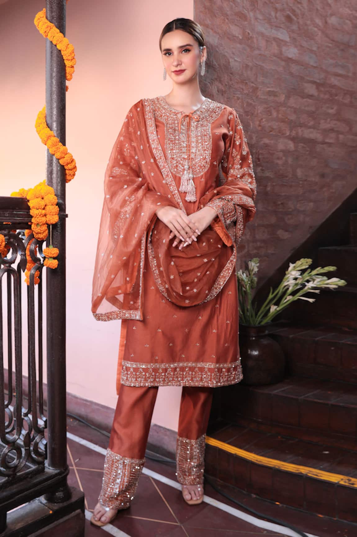 Kalighata Sequin Embellished Kurta Pant Set