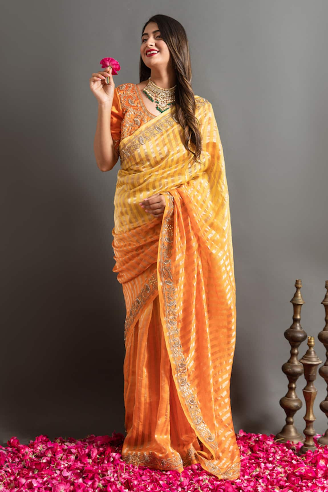 Pink Orange Saree - Etsy