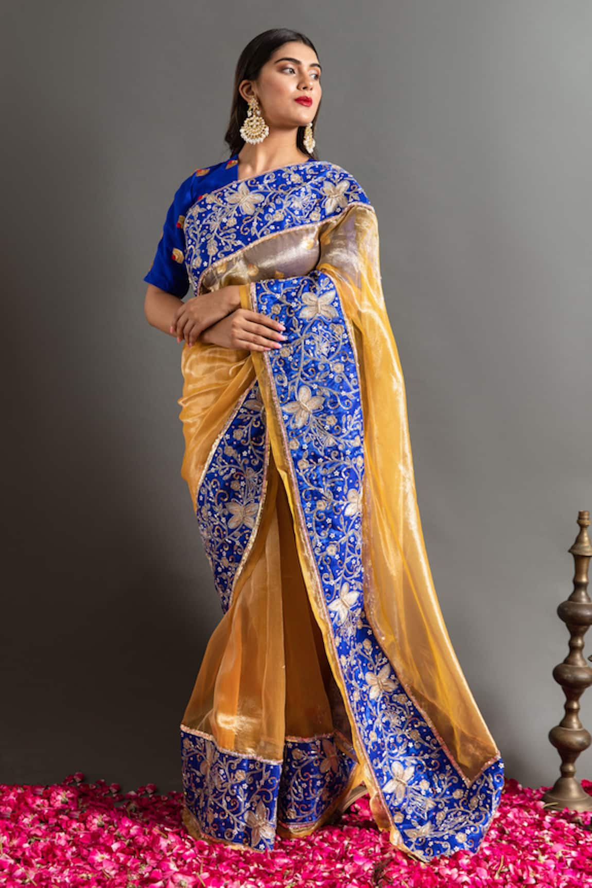 Ruar India Sunehri Sequin Aari Embroidered Saree