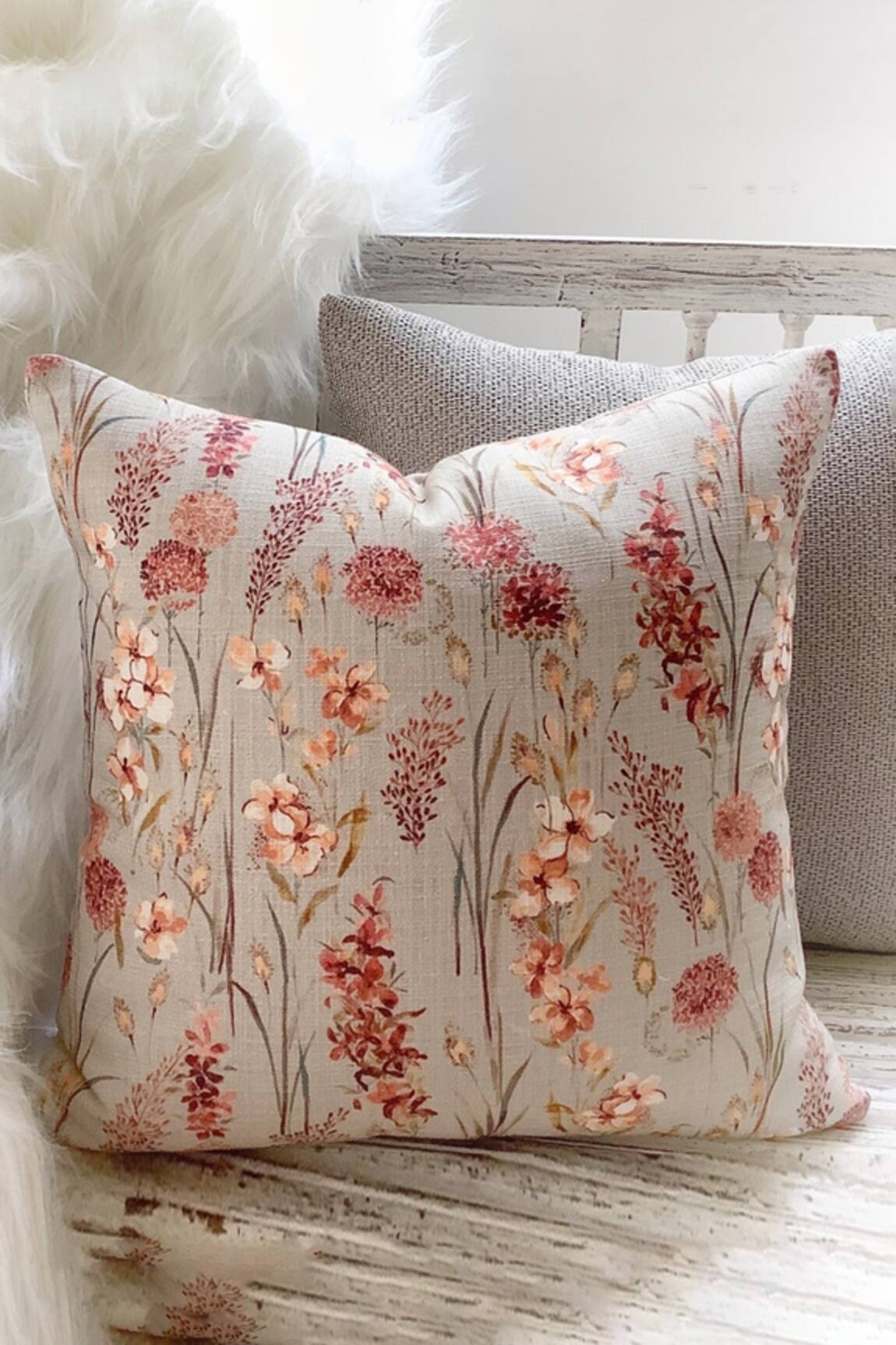 Studio Covers Cotton Fieryfields Floral Woven Cushion Cover