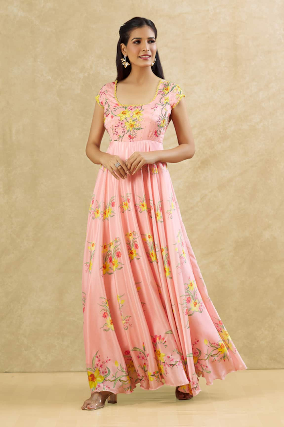 Keerthi Kadire V Neck Floral Pattern Anarkali