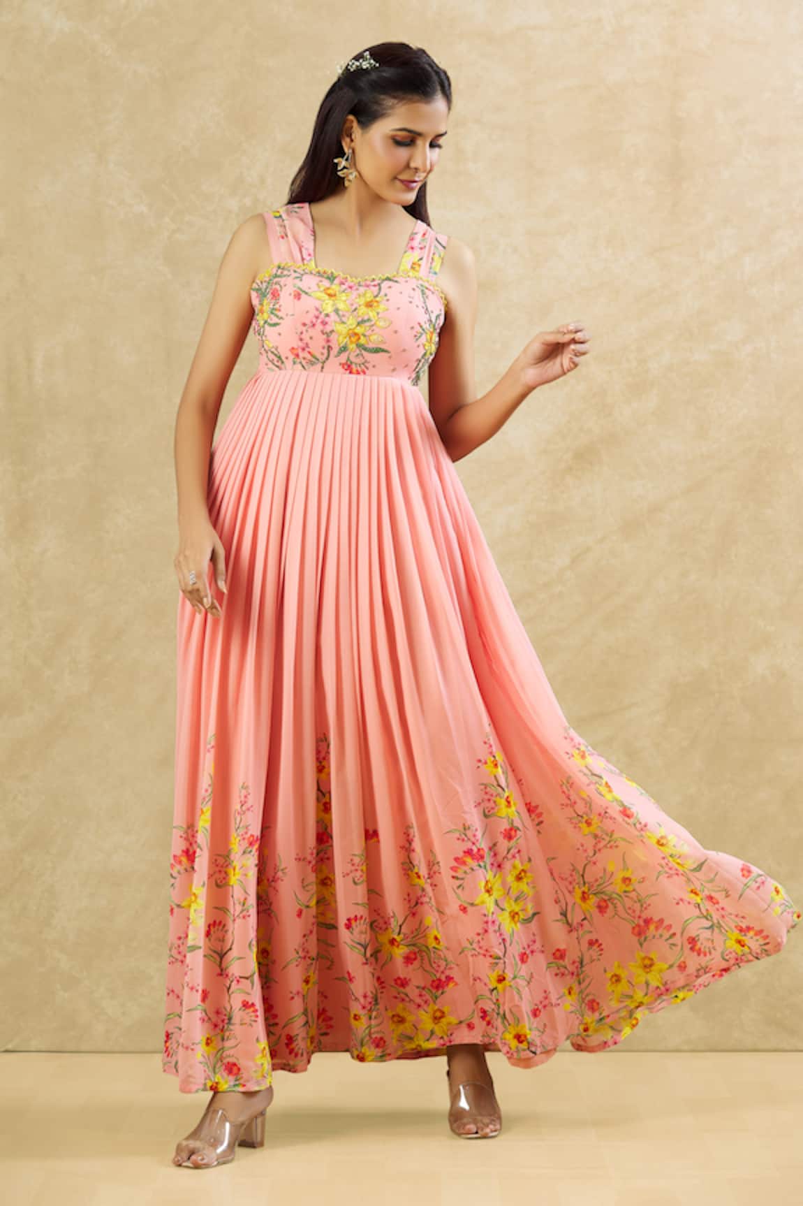 Keerthi Kadire Floral Print Maxi Dress
