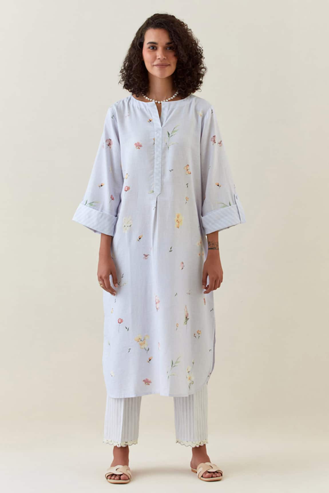 Anantaa by Roohi Printed Kurta & Striped Pant Set