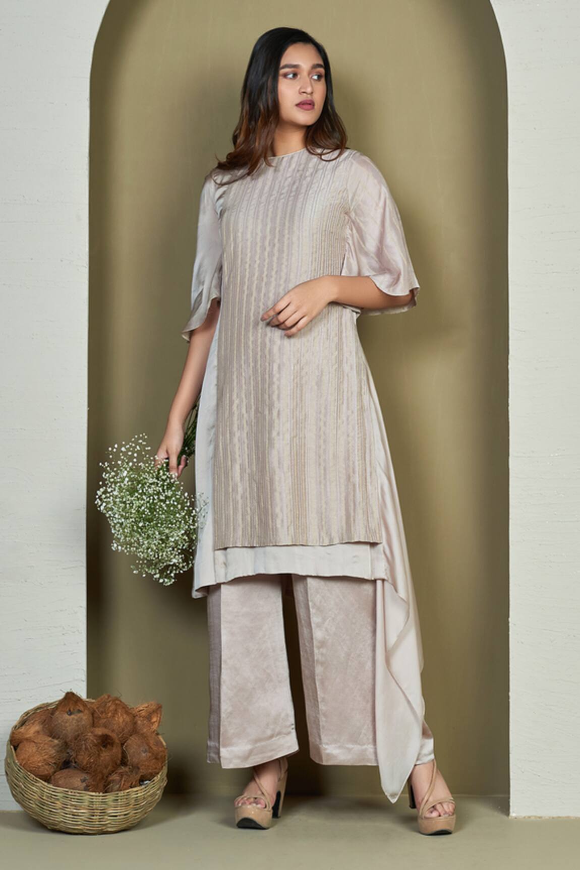 1999ad By Amita & Deepak Pinstripe Panel Kurta With Pant