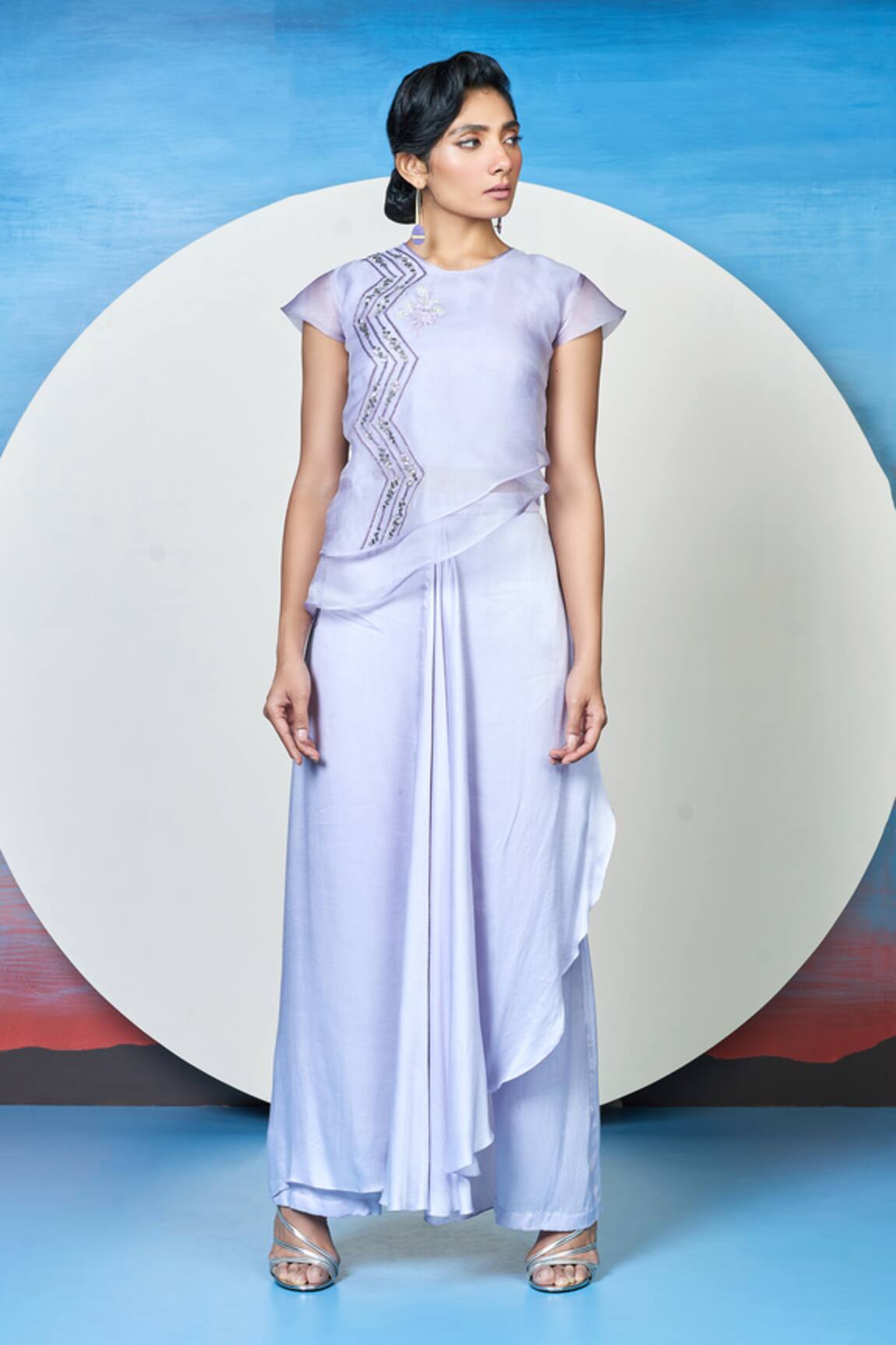 1999ad By Amita & Deepak Affilia Asymmetric Top With Layered Pant