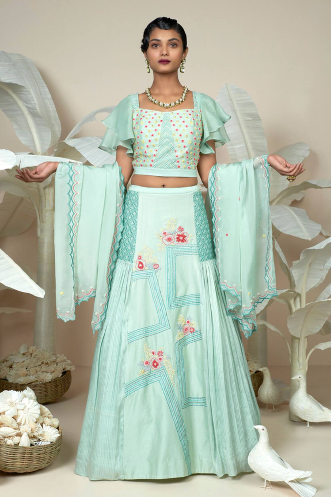 1999ad By Amita & Deepak Floral Bloom Embroidered Lehenga Set