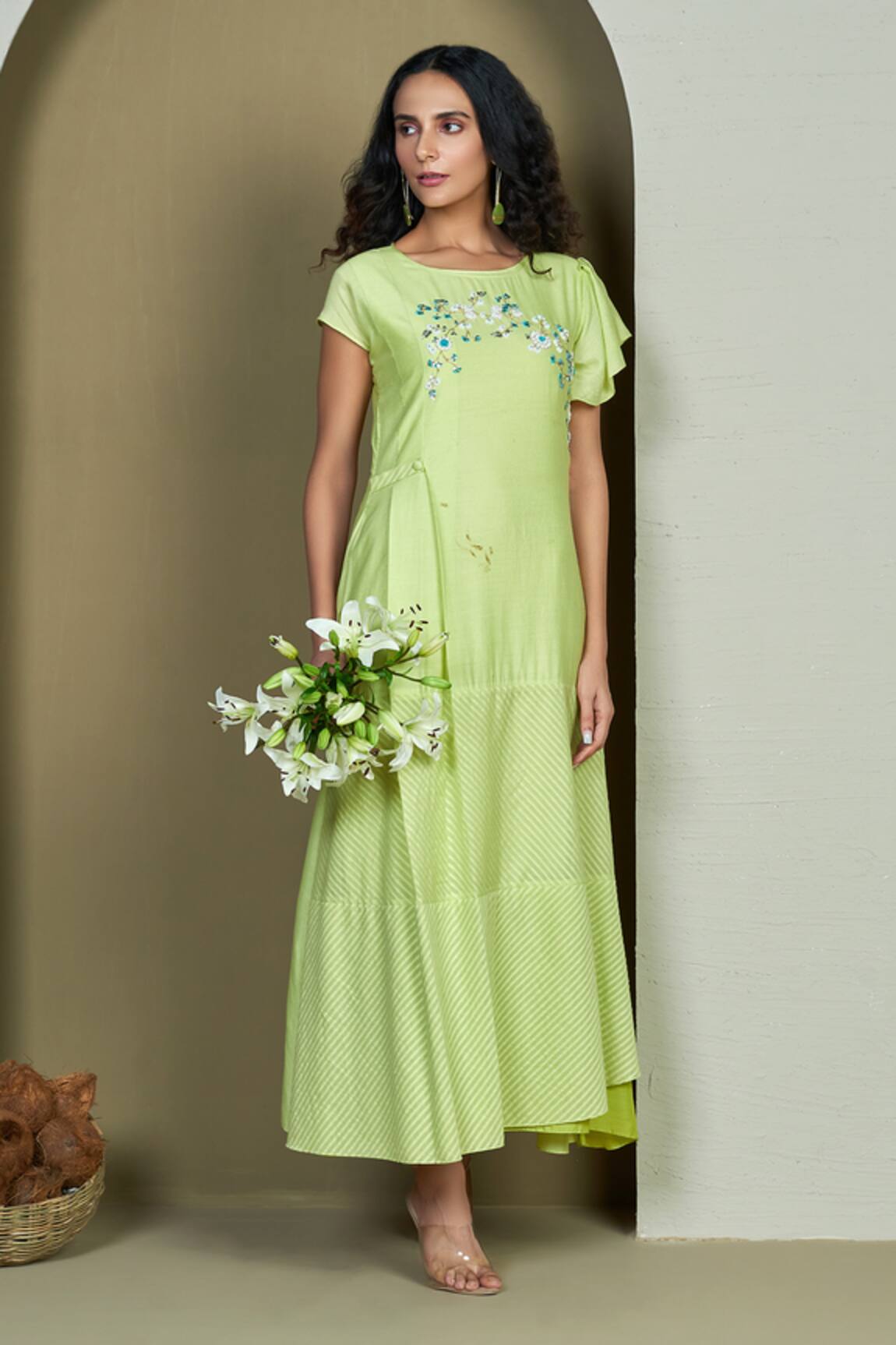 1999ad By Amita & Deepak Placement Flower Embroidered Tunic