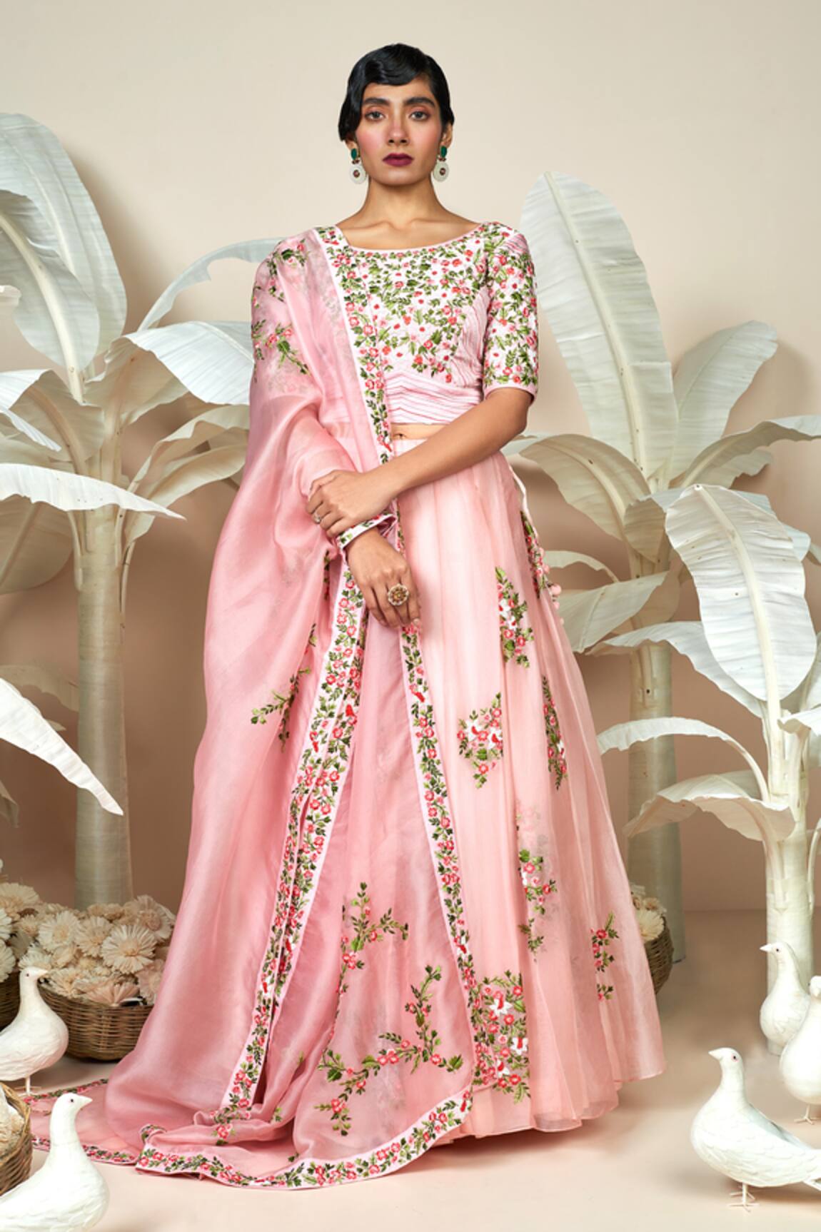 1999ad By Amita & Deepak Luna Floral Bloom Embroidered Lehenga Set