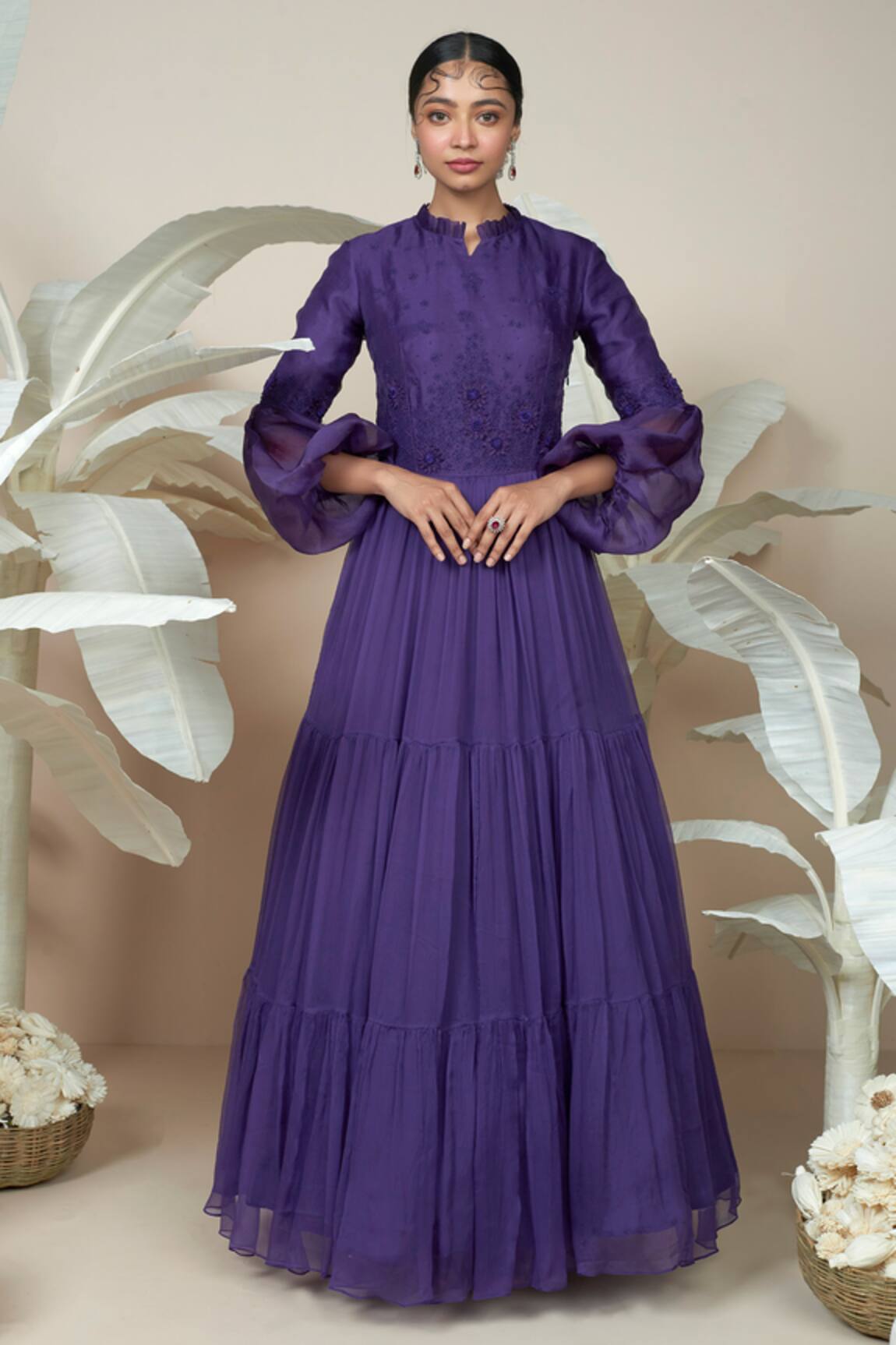 1999ad By Amita & Deepak Celeste Victorian Sleeve Gown