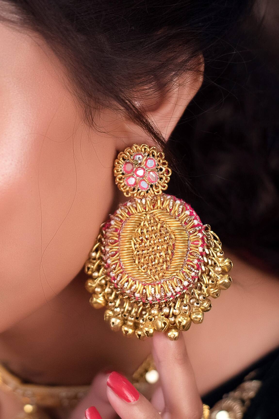 Kanyaadhan By Dhirajaayushi Thread Embroidered Earrings 