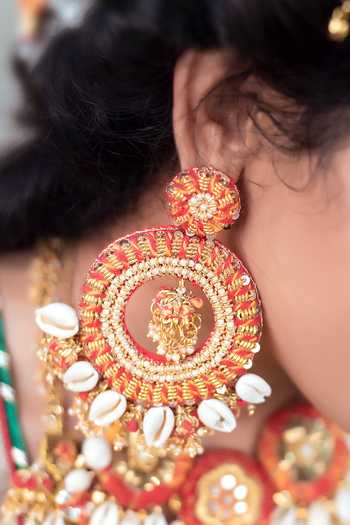 Kanyaadhan By Dhirajaayushi Moti Hand Embroidered Earrings 