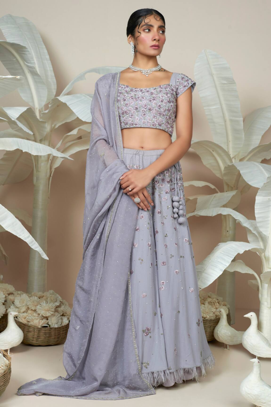 1999ad By Amita & Deepak Silasa Floral Butti Embroidered Lehenga Set