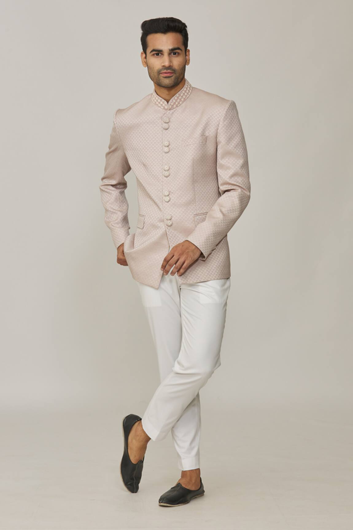 Nero by Shaifali and Satya Jacquard Floral Pattern Jodhpuri With Pant