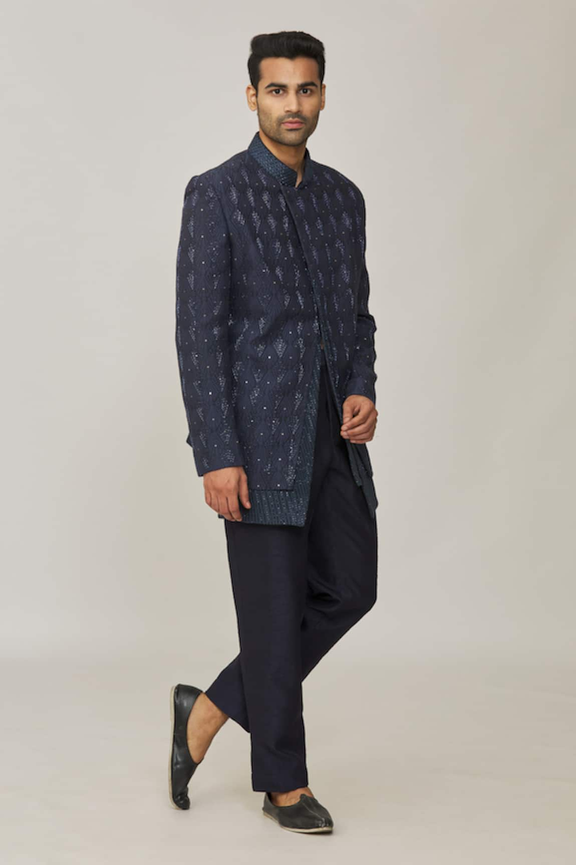 Nero by Shaifali and Satya Layered Cutdana Embellished Jodhpuri With Pant