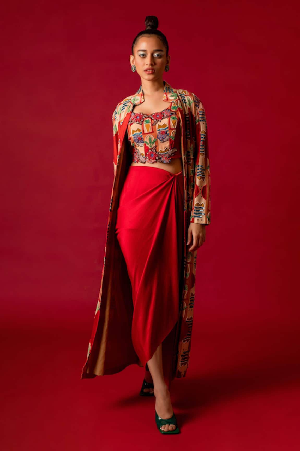 PDS by SNEHA Abstract Hand Embroidered Jacket & Skirt Set