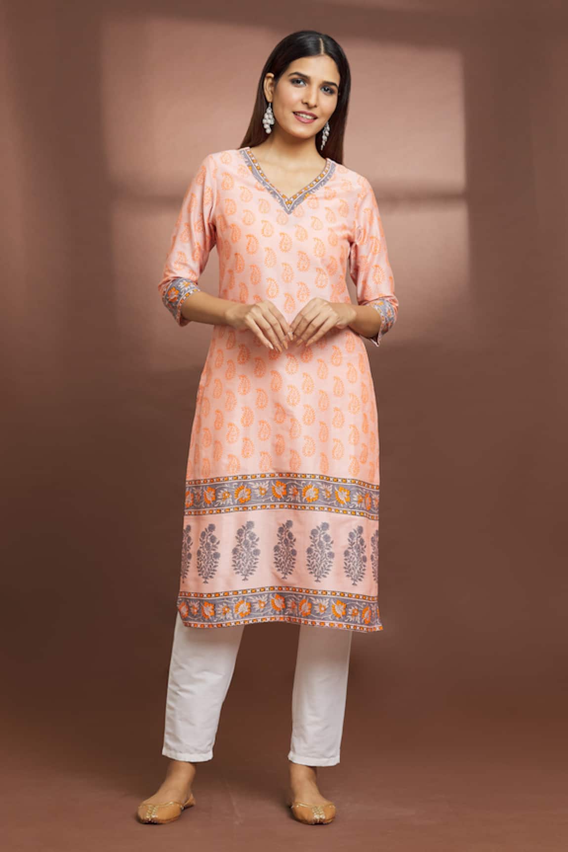 Adara Khan Floral Print Straight Kurta & Pant Set