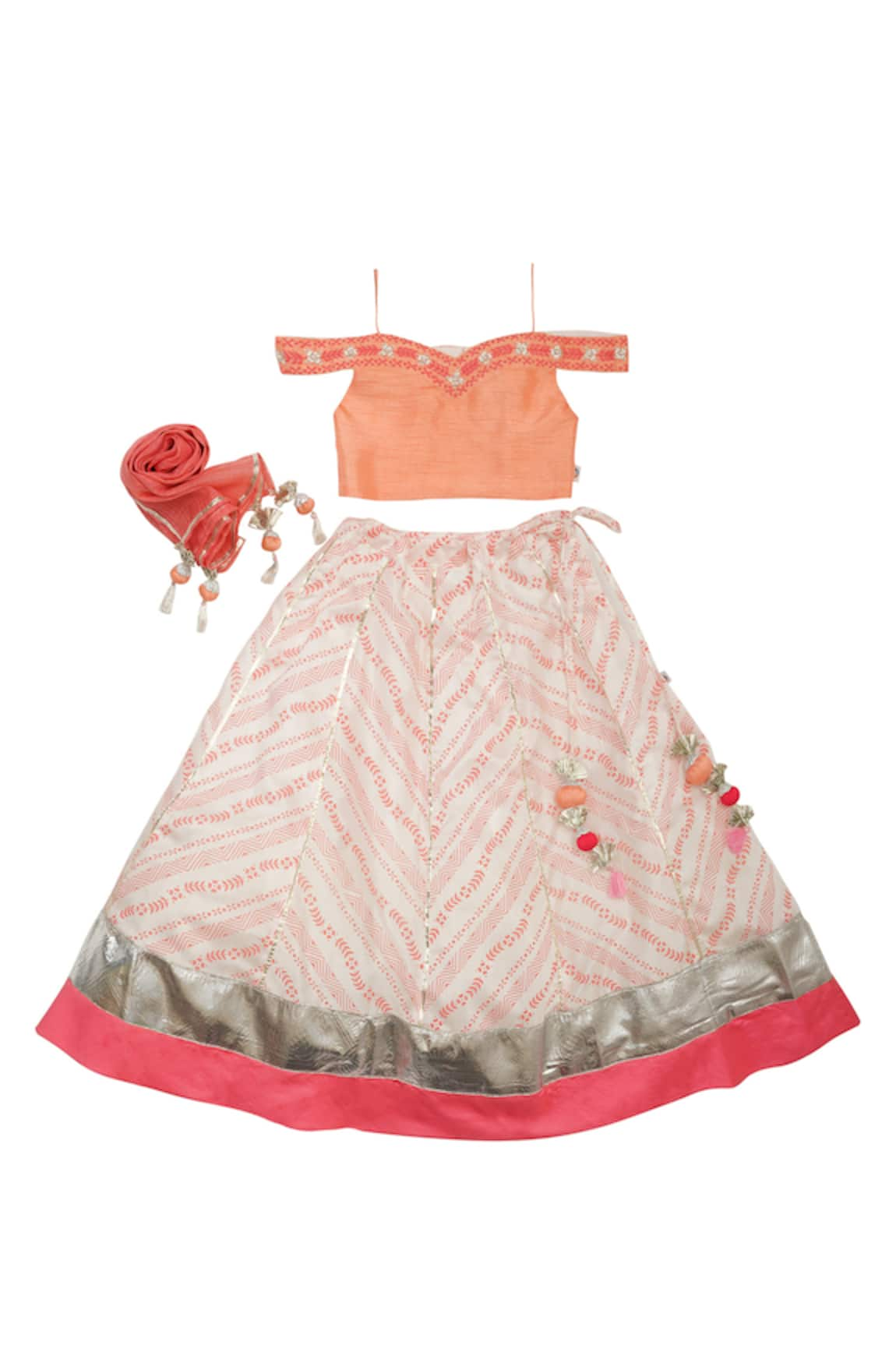 Mi Dulce An'ya Floral Chevron Print Lehenga Set