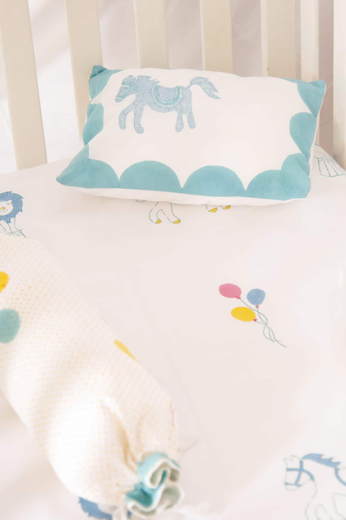 Masaya I Am Going To The Circus Hand Block Print Cot Bedding Set