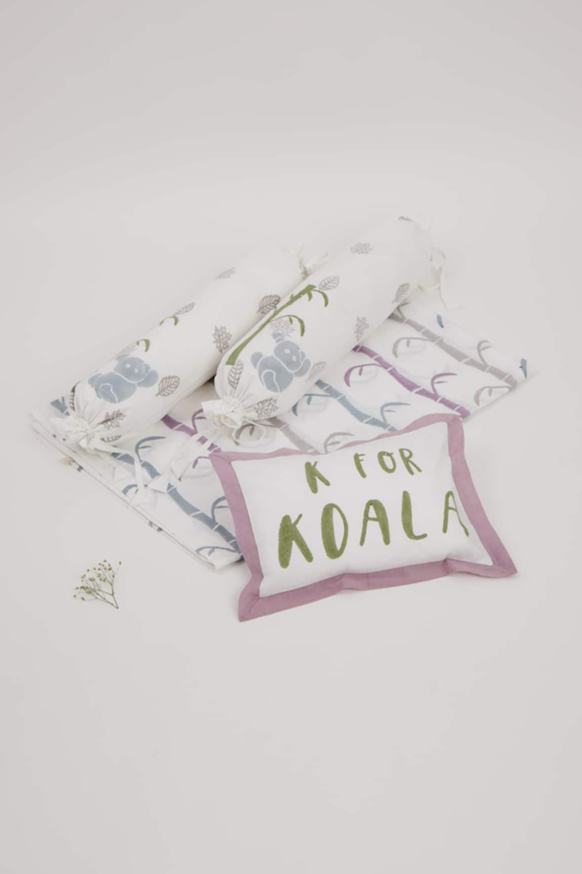 Masaya K For Koala Hand Block Print Cot Bedding Set