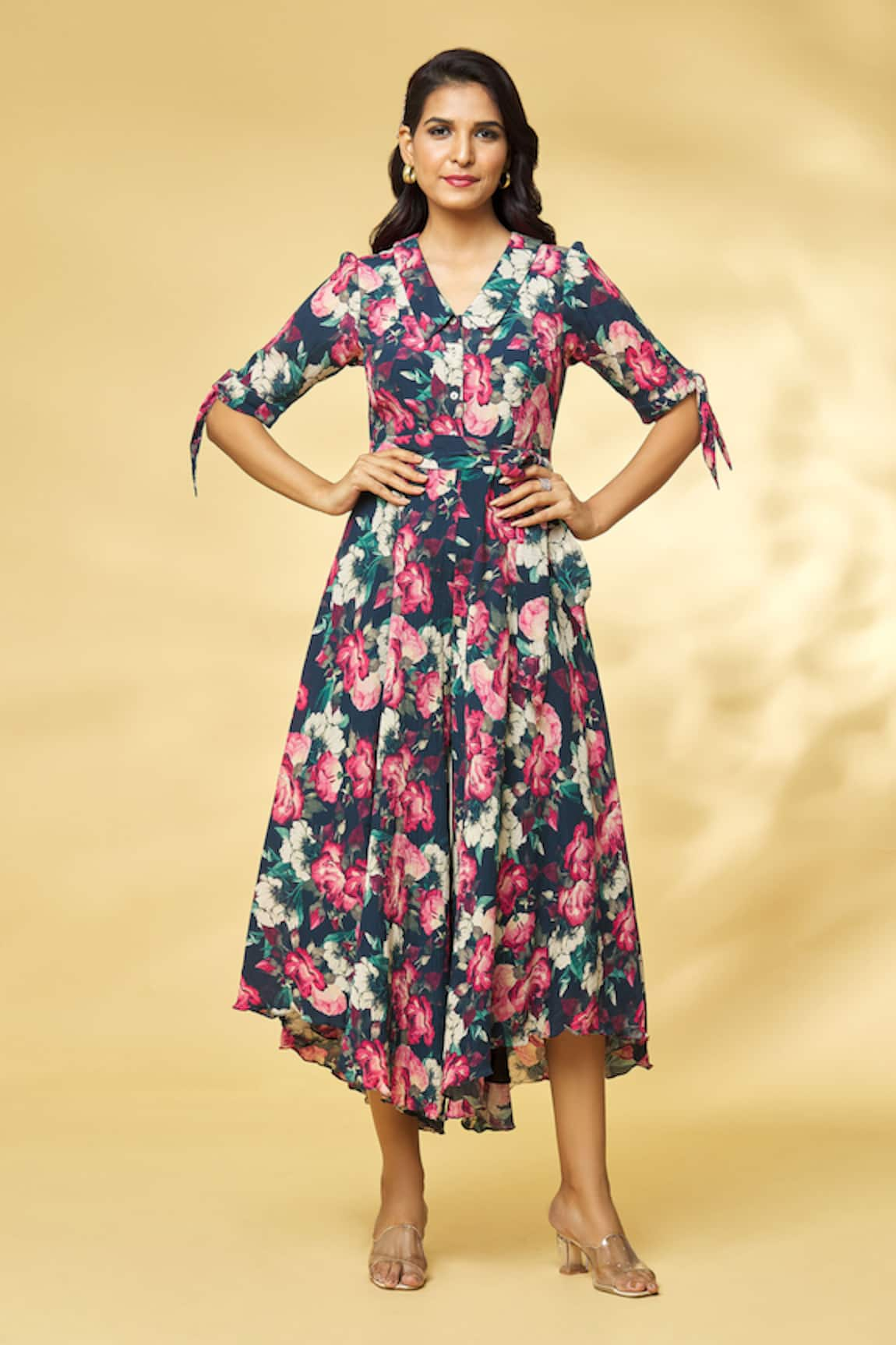 Khushbu Rathod Label Floral Print Jumpsuit With Belt