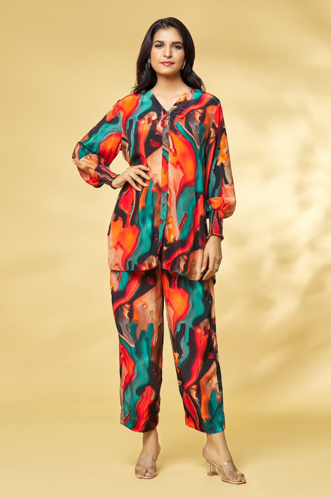 Khushbu Rathod Label Abstract Print Shirt & Pant Set