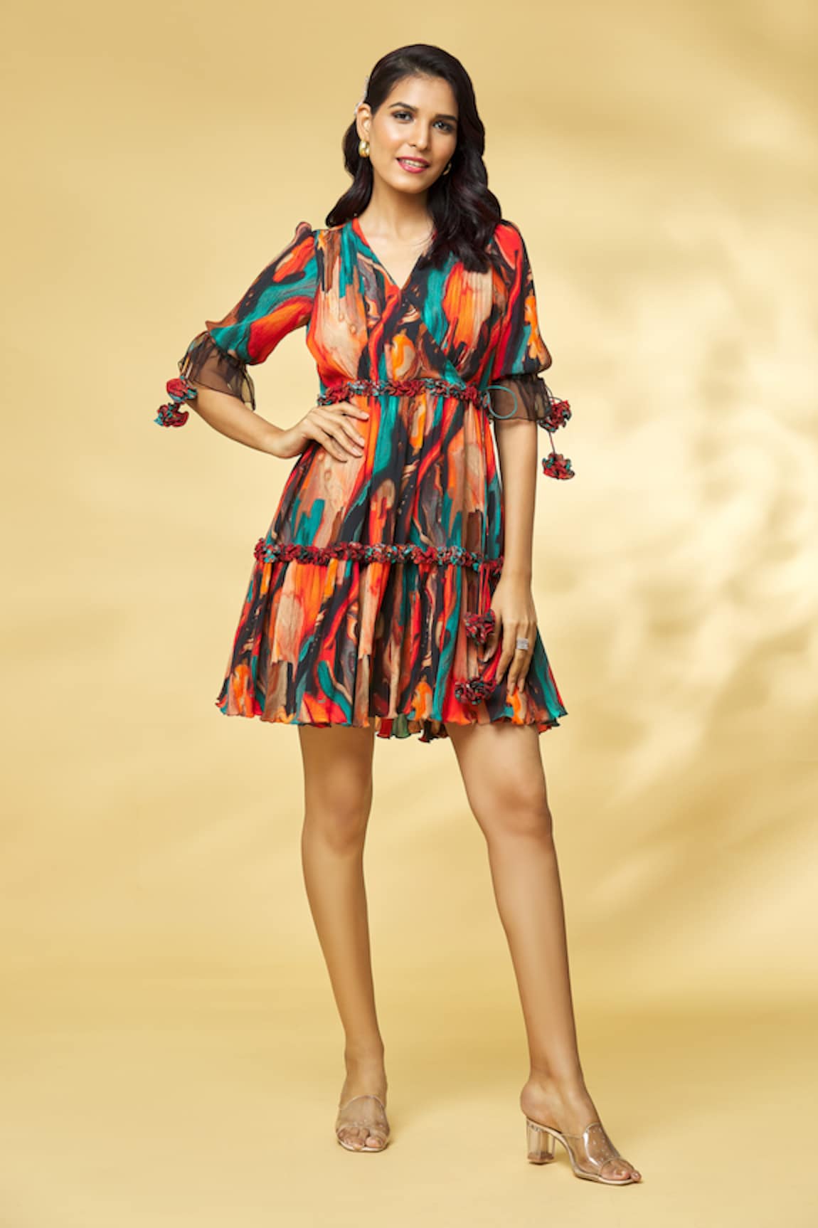 Khushbu Rathod Label Overlap Abstract Print Dress