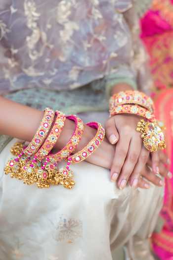 Kanyaadhan By Dhirajaayushi Thread Embroidered Bangles - Set of 2 
