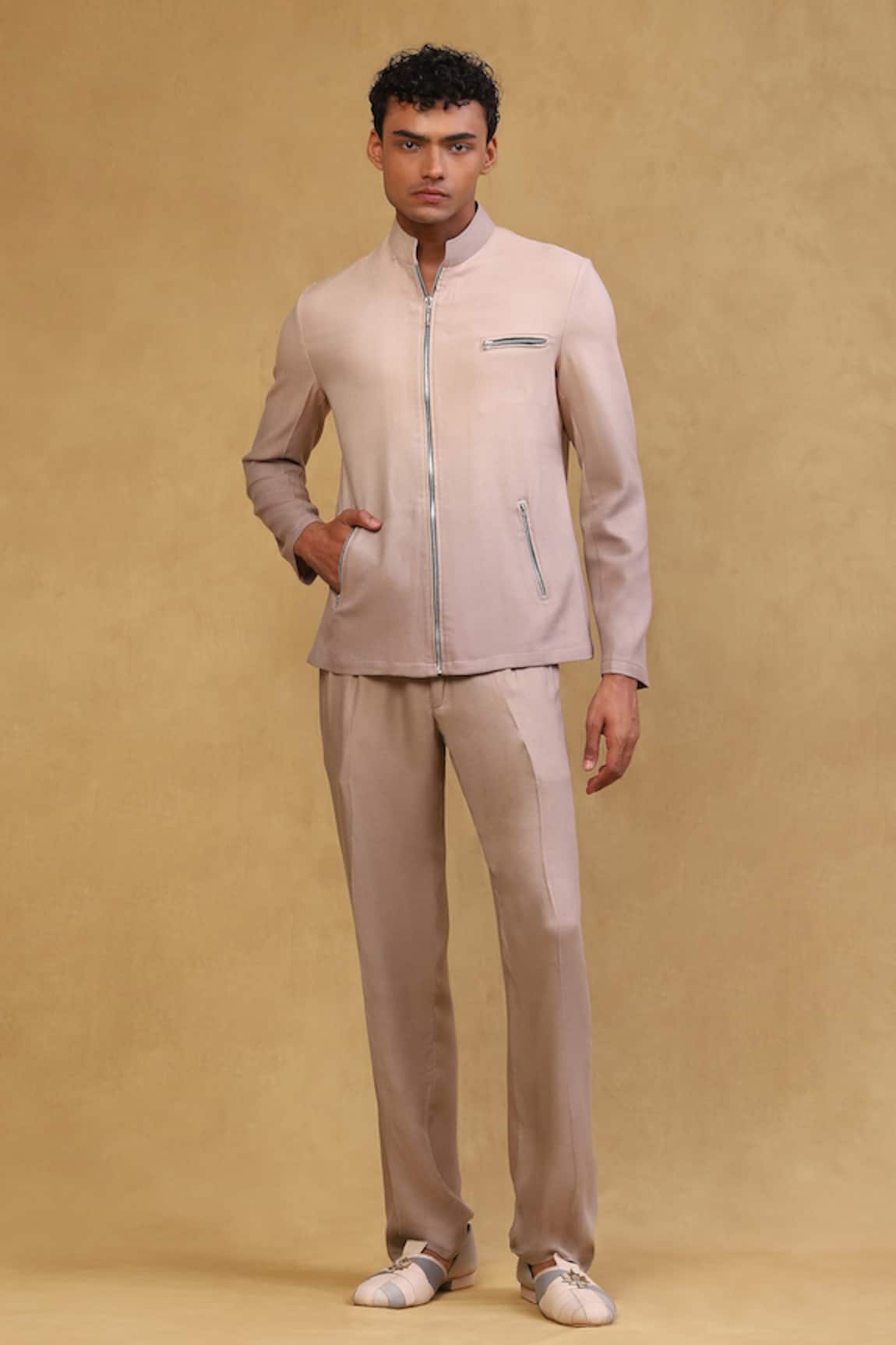 Soniya G Plain Full Sleeve Jacket & Pant Set