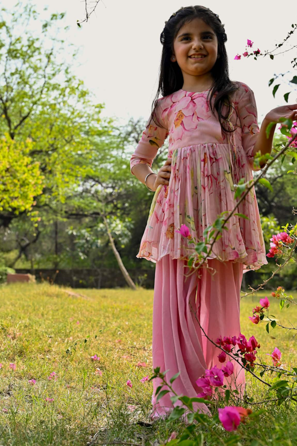 Panchhi by Kanupriya Tibrewala Blossom Print Angrakha With Palazzo