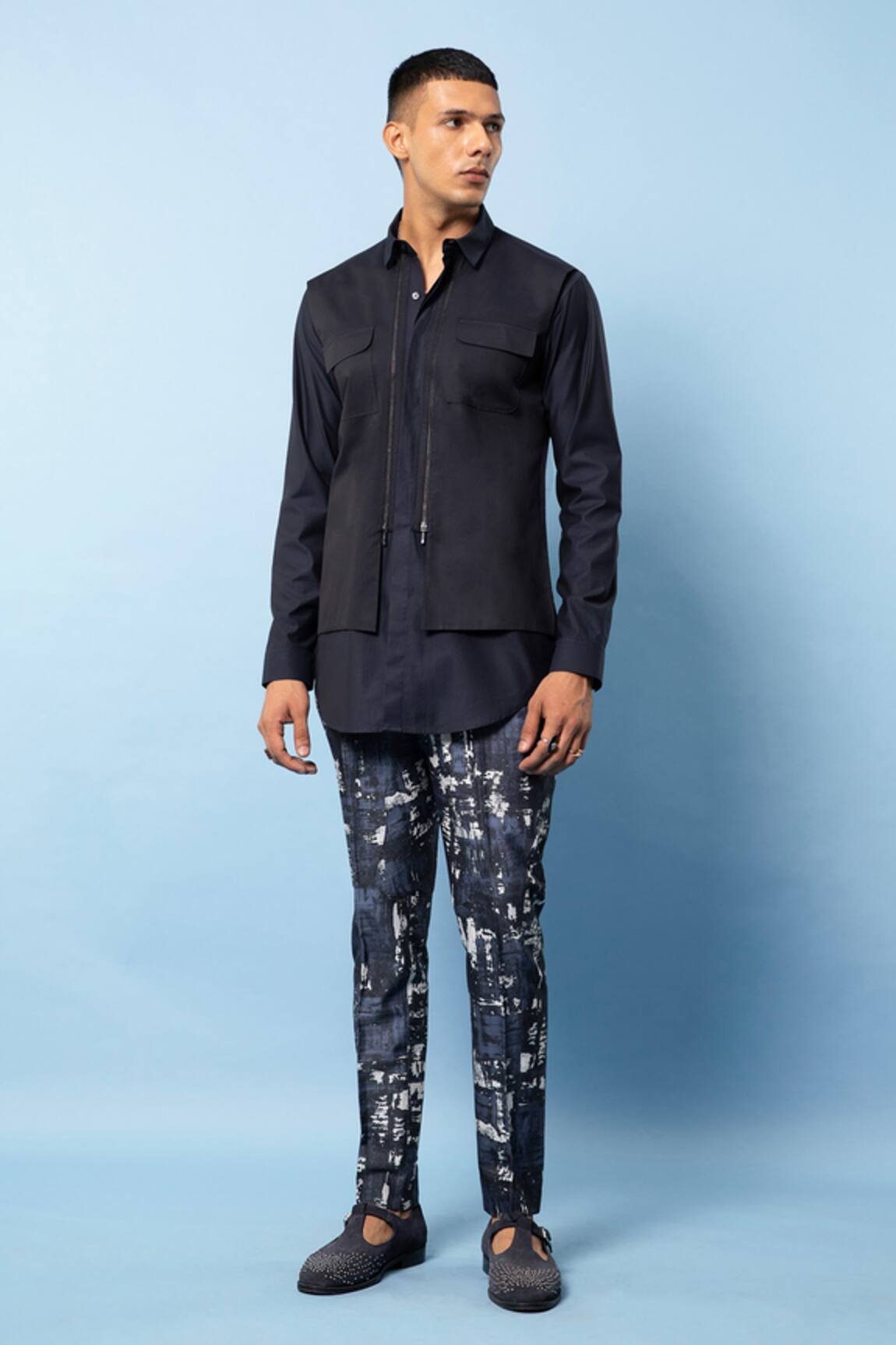 Rohit Gandhi + Rahul Khanna Cotton Colorblock Shirt