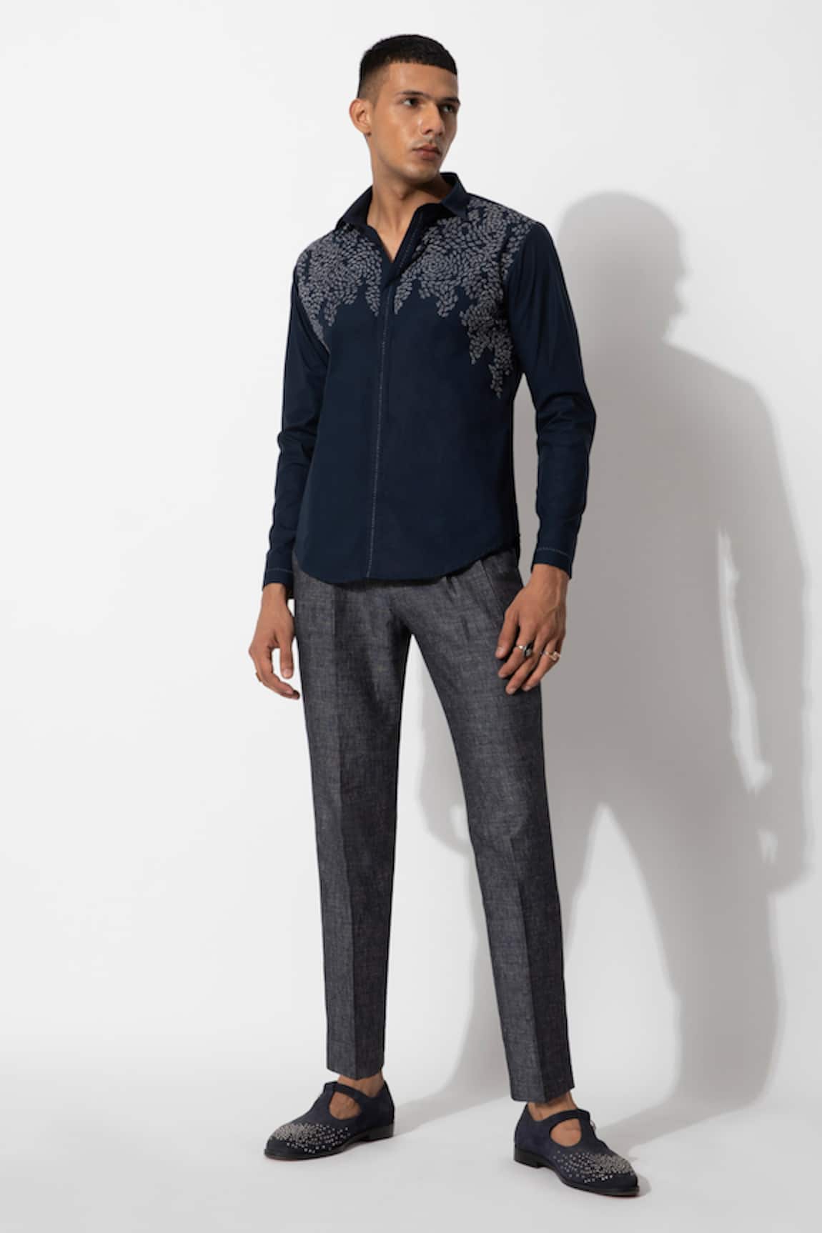 Rohit Gandhi + Rahul Khanna Thread Embroidered Cotton Shirt