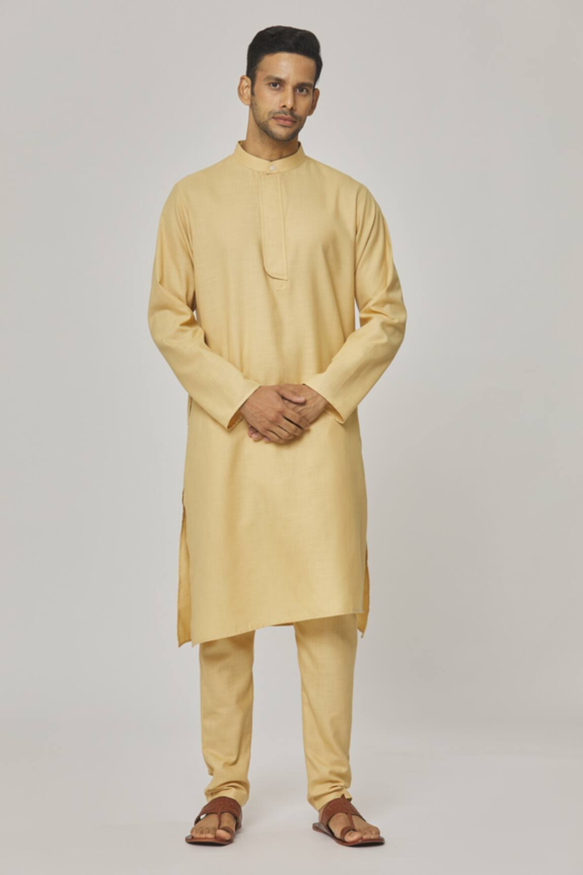 Aham-Vayam Tatvam Sankalp Cotton Plain Kurta & Pyjama Set