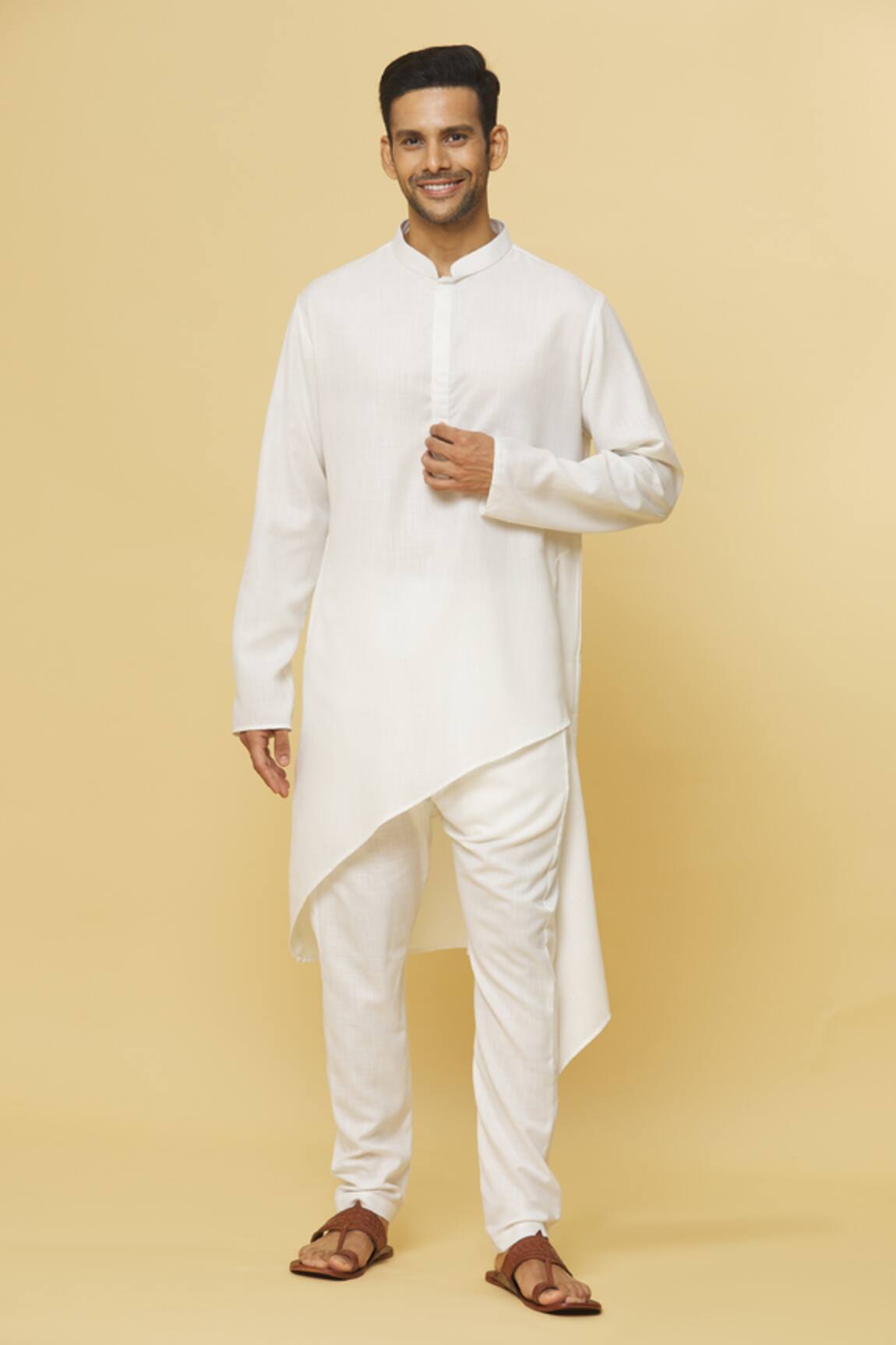 Aham-Vayam Tatvam Agam Cotton Solid Kurta & Pyjama Set