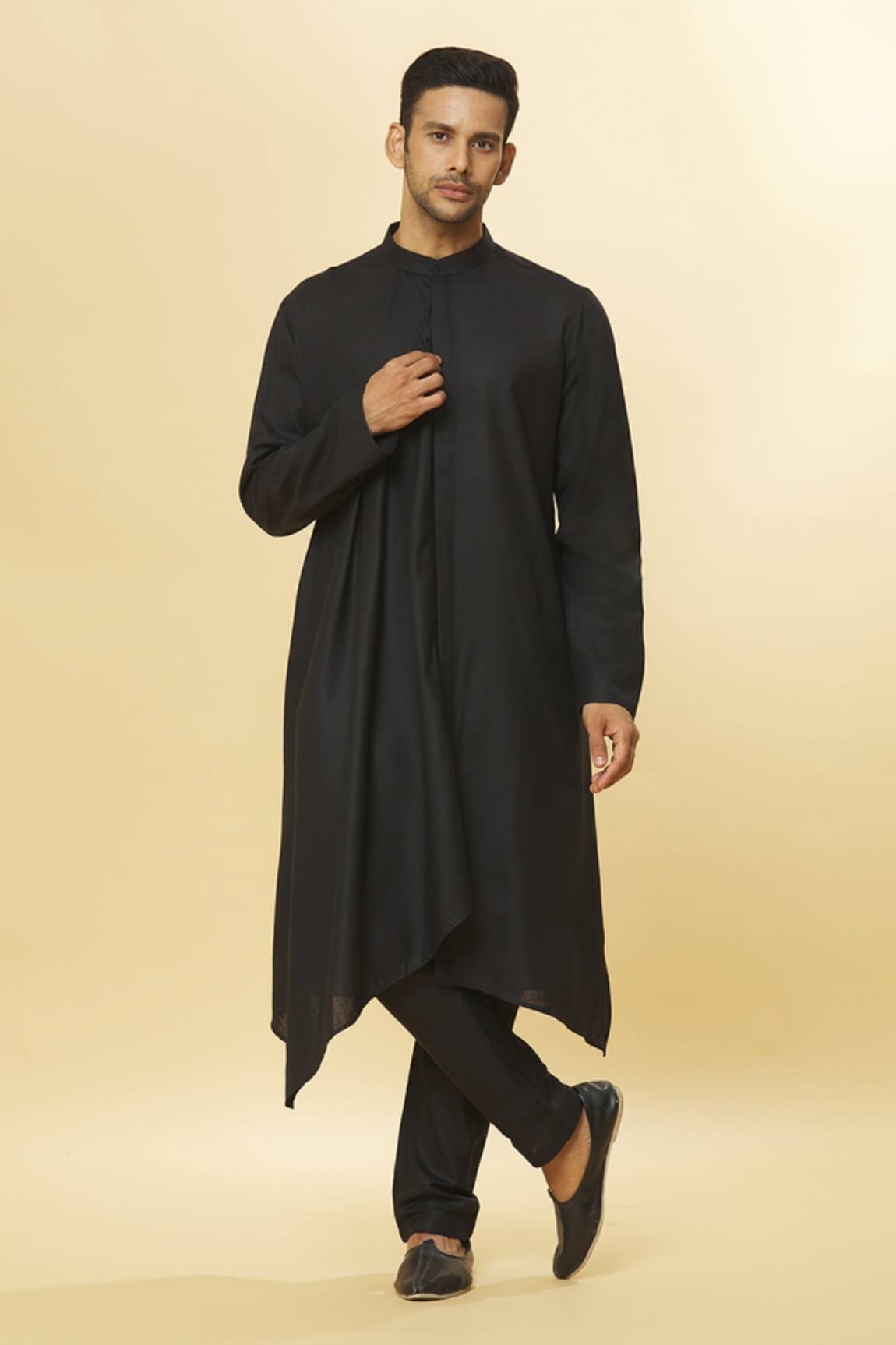 Aham-Vayam Tatvam Hikari Cotton Solid Kurta & Pyjama Set