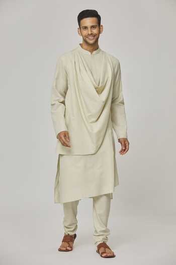 Aham-Vayam Tatvam Mahotsav Cotton Draped Kurta & Pyjama Set 