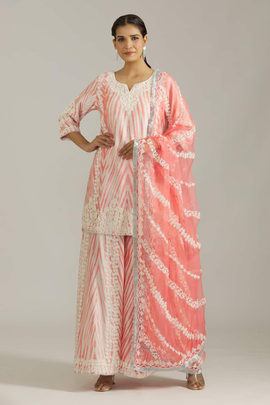 Priyaa Dori Embroidered Kurta Sharara Set