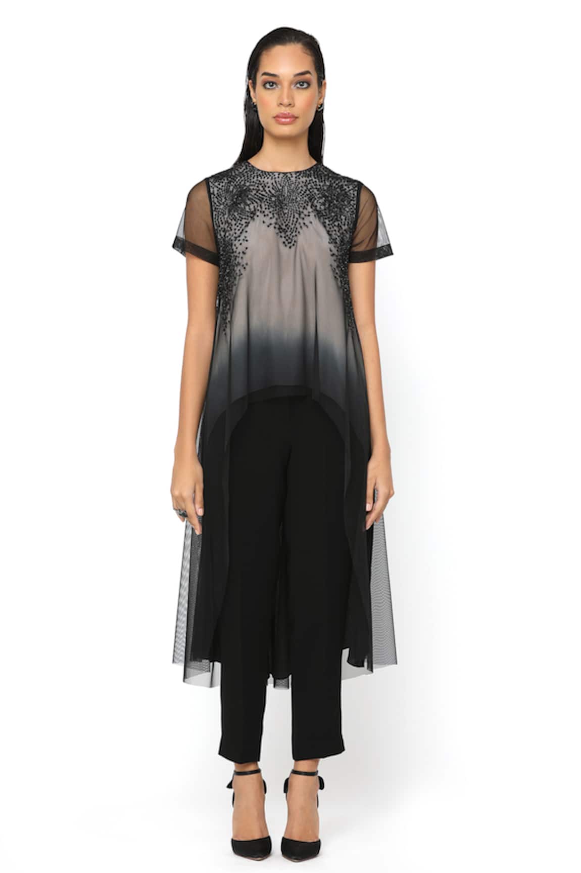 Rohit Gandhi + Rahul Khanna High Low Embroidered Dress 