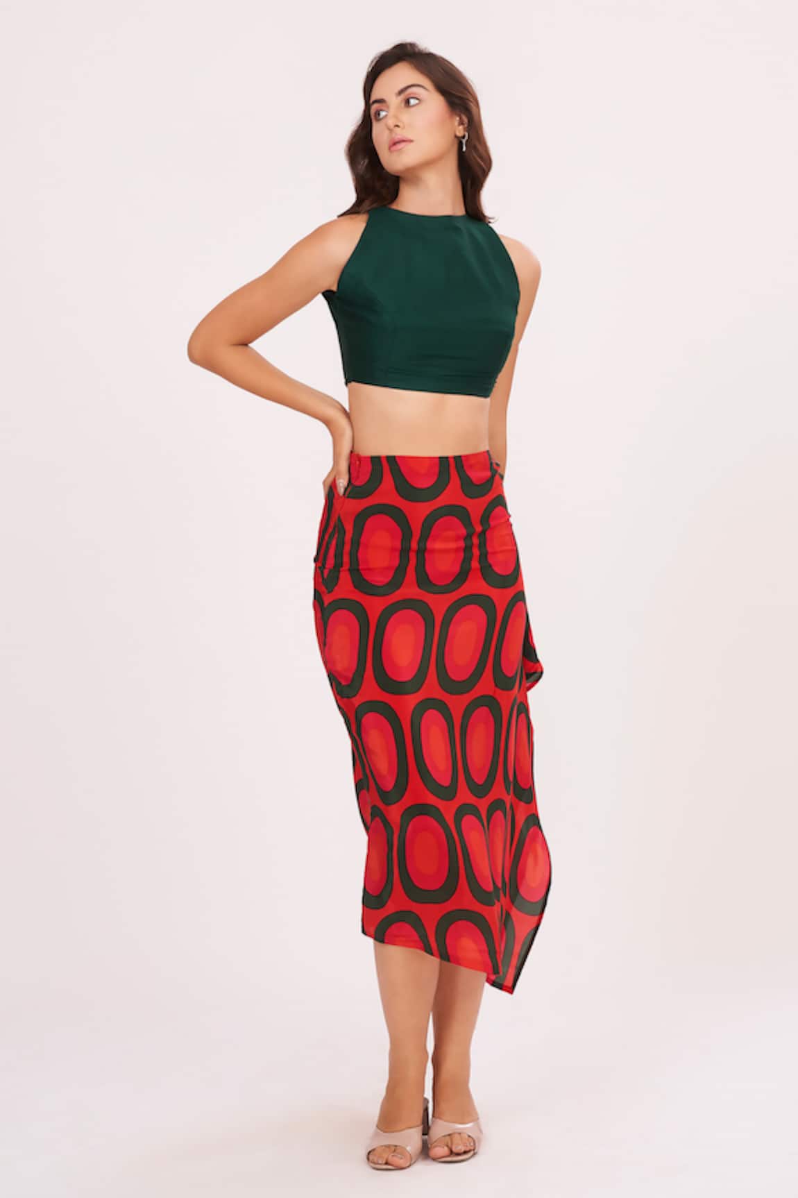 House of Varada Top & Abstract Print Skirt Set