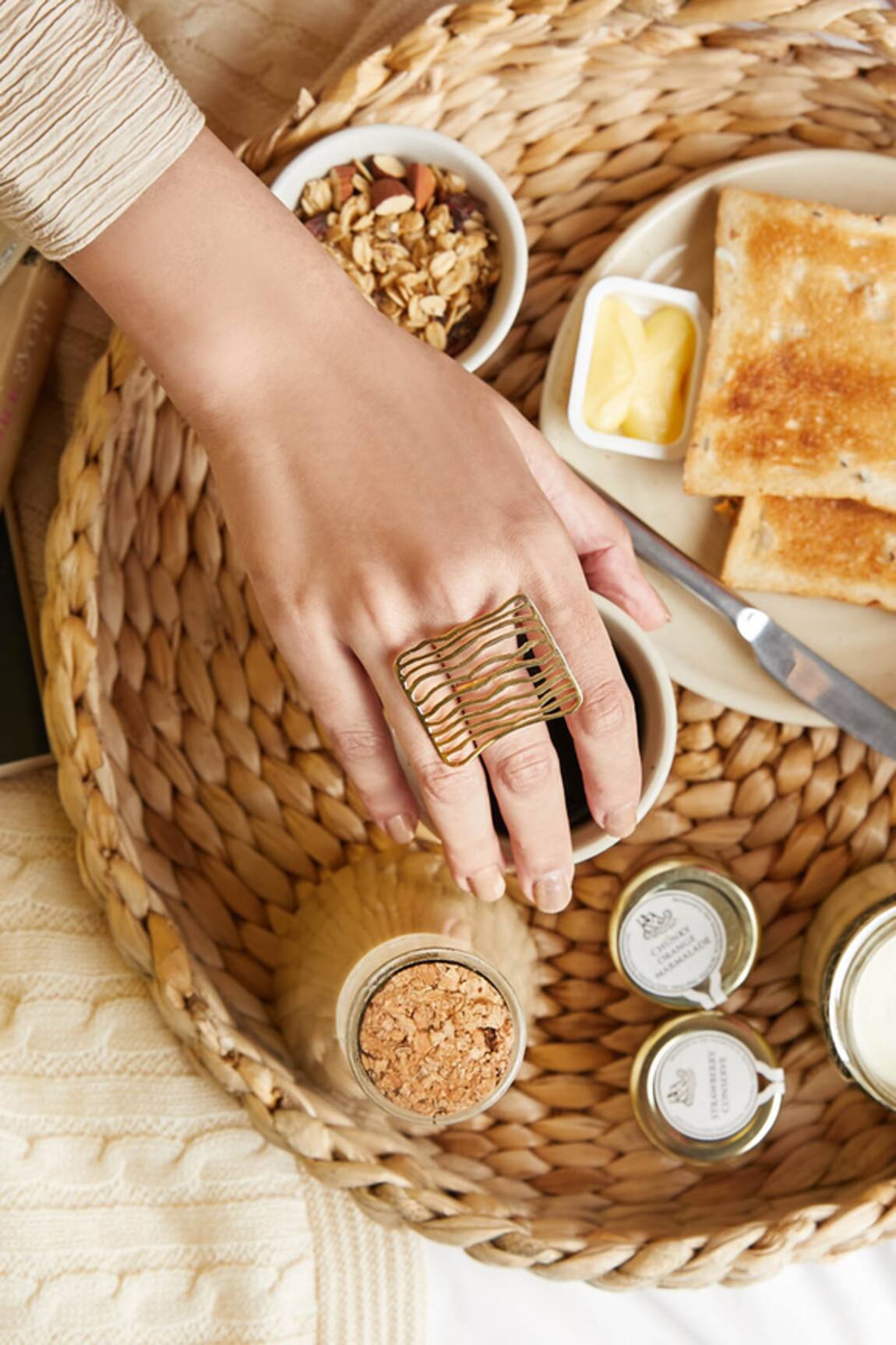 Zohra Geometric Cutwork Ring