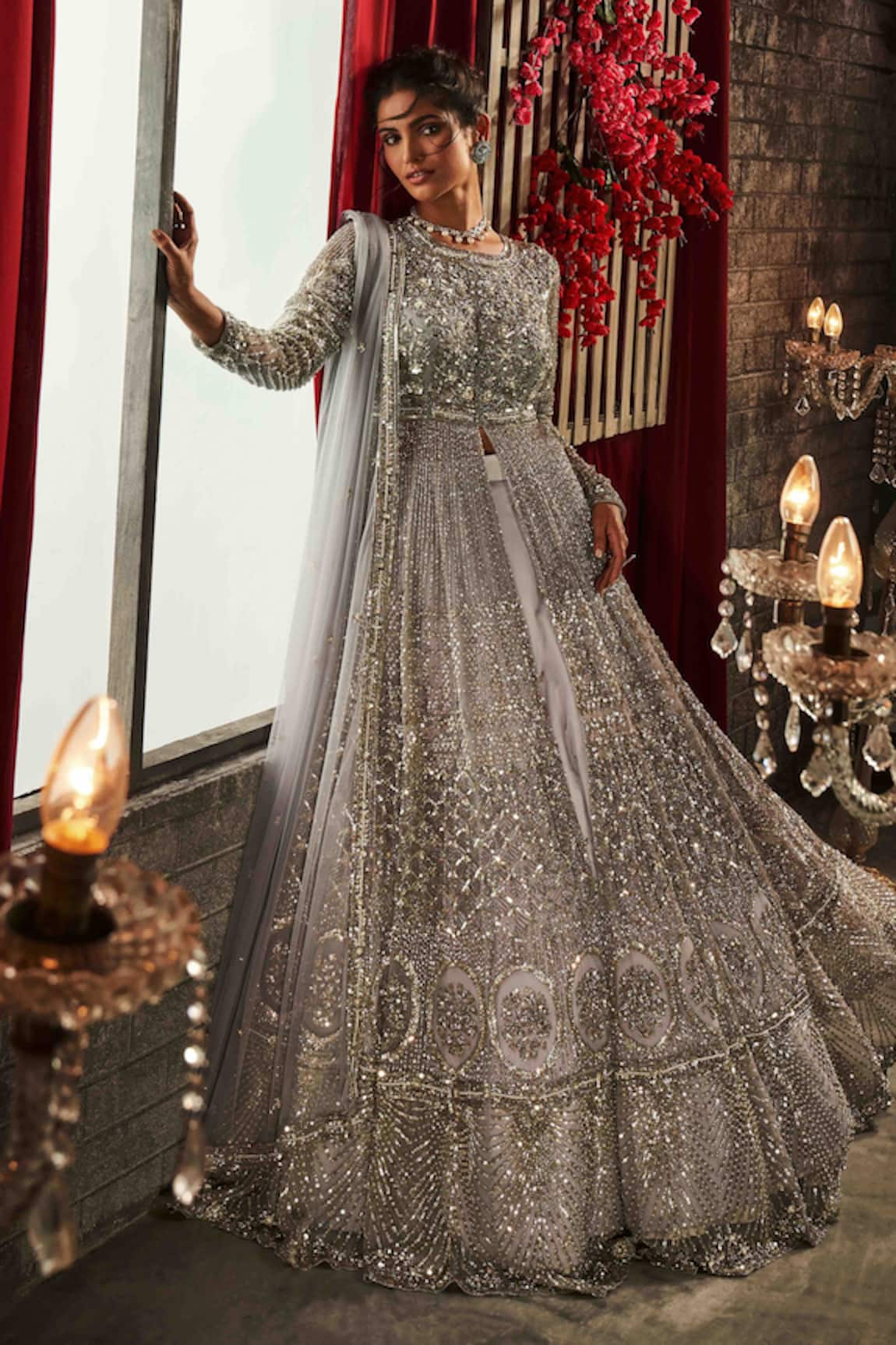 Annus Creation Sequin Embroidered Anarkali Lehenga Set