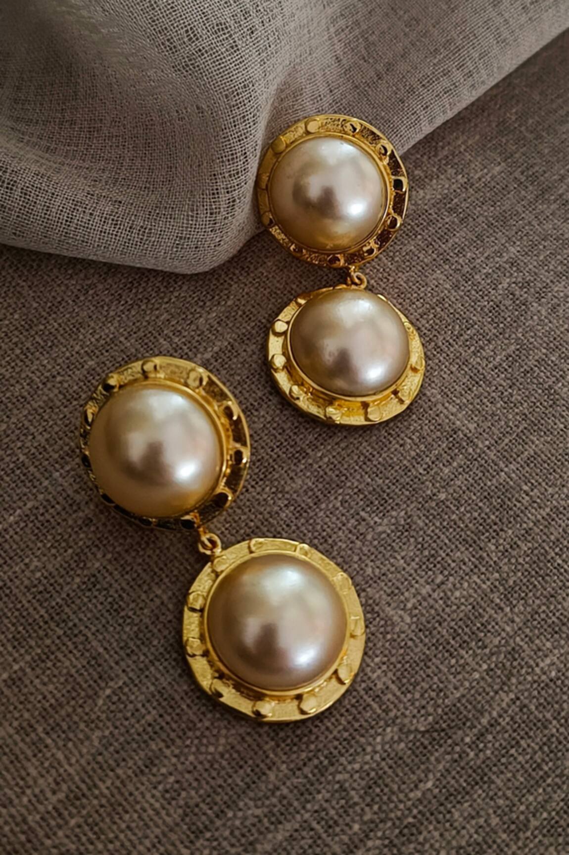 Priyaasi Pearl Gold Plated Stud Earrings