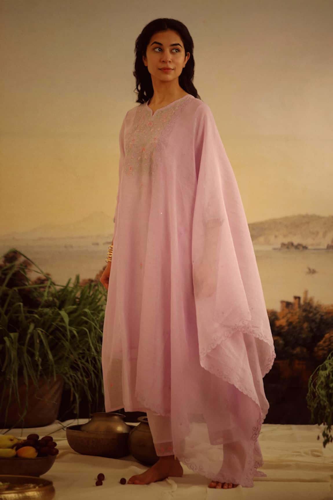 Tatwa Floral Jaal Yoke Embroidered Kurta & Pant Set 