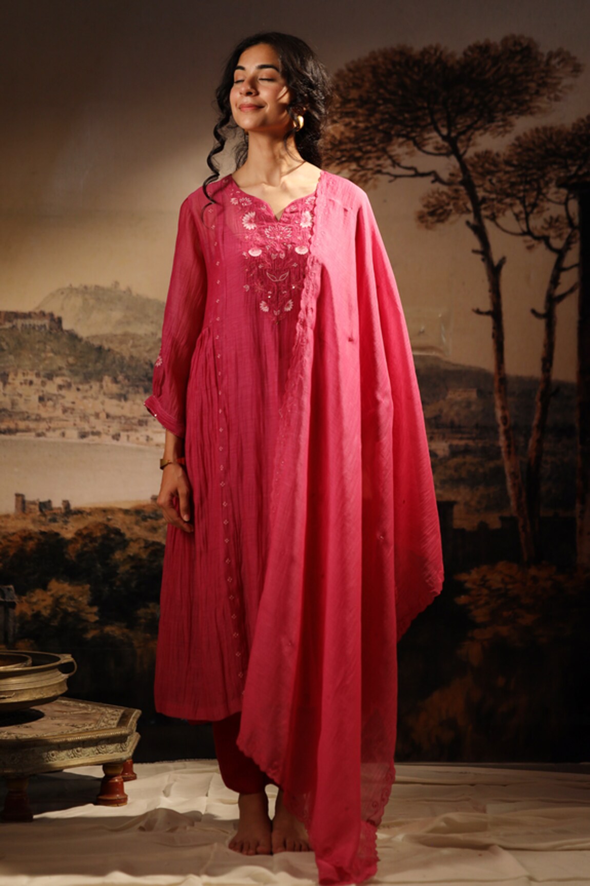 TATWA Tonal Embroidered Dupatta