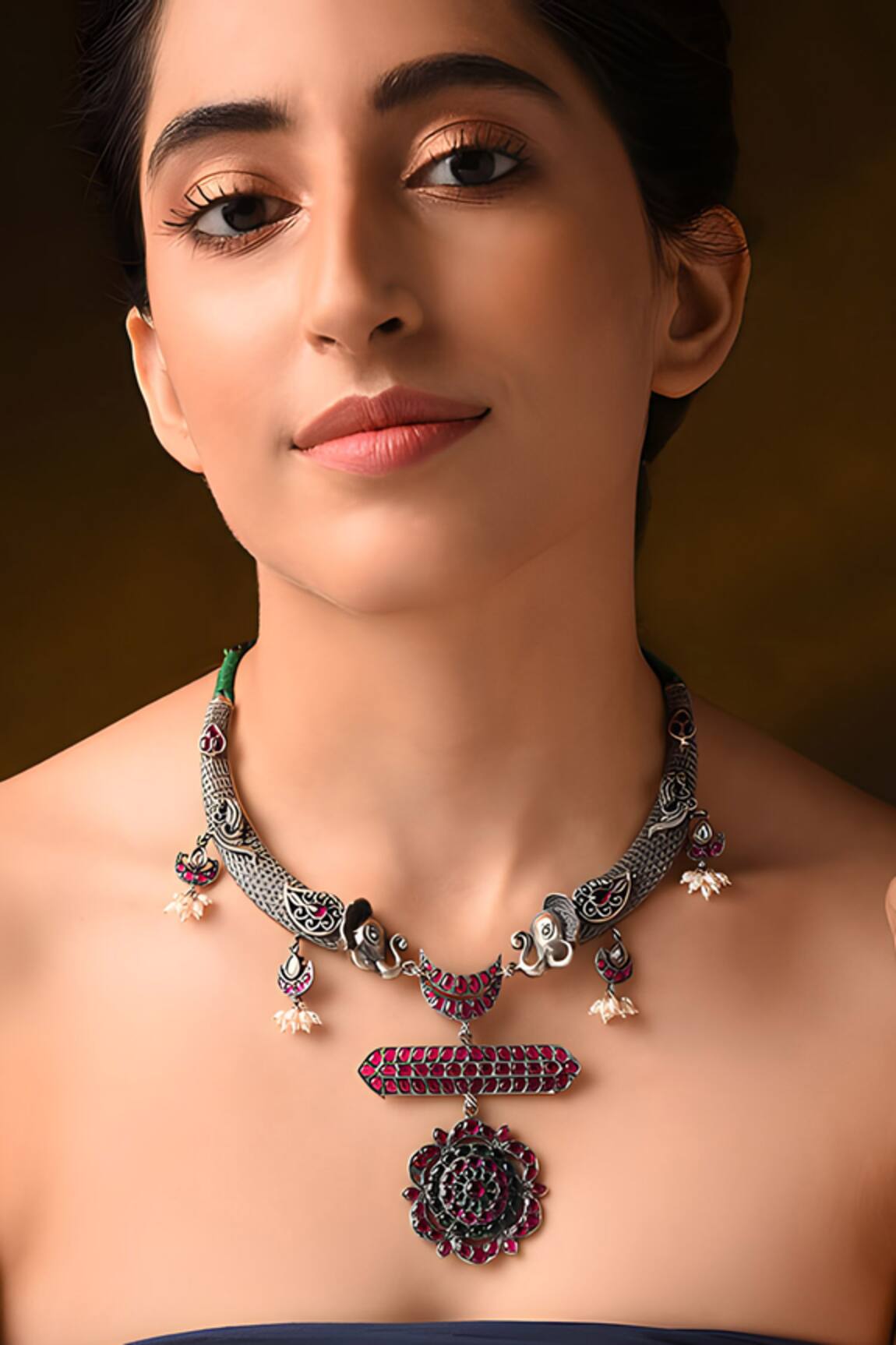 Mero Jewellery Floral Carved Tribal Necklace