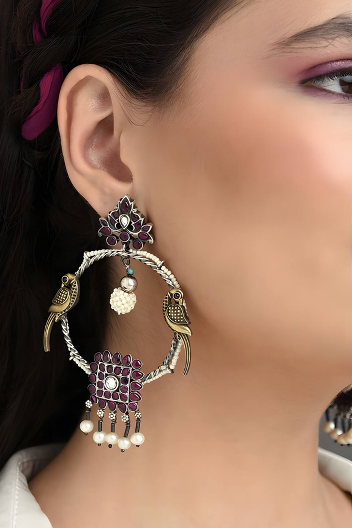Mero Jewellery Handcrafted Big Temple Earrings