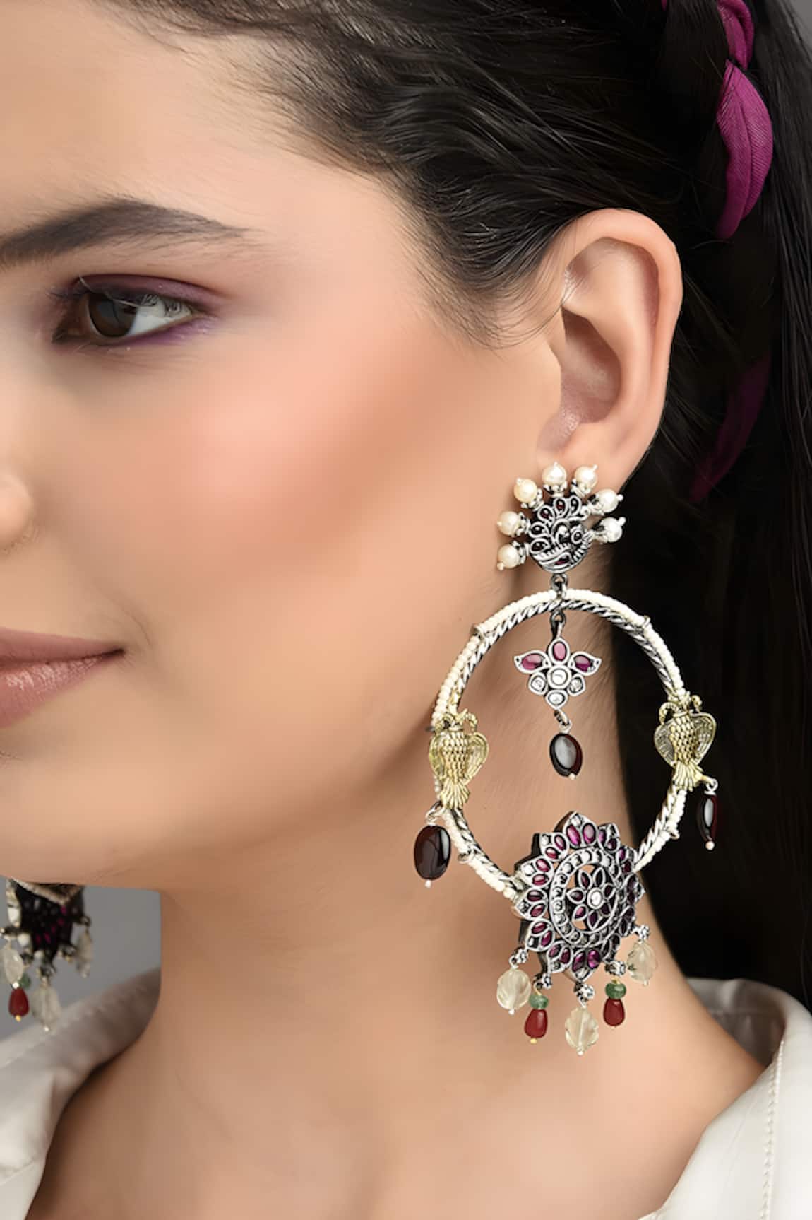 Mero Jewellery Handcrafted Big Temple Dangler Earrings