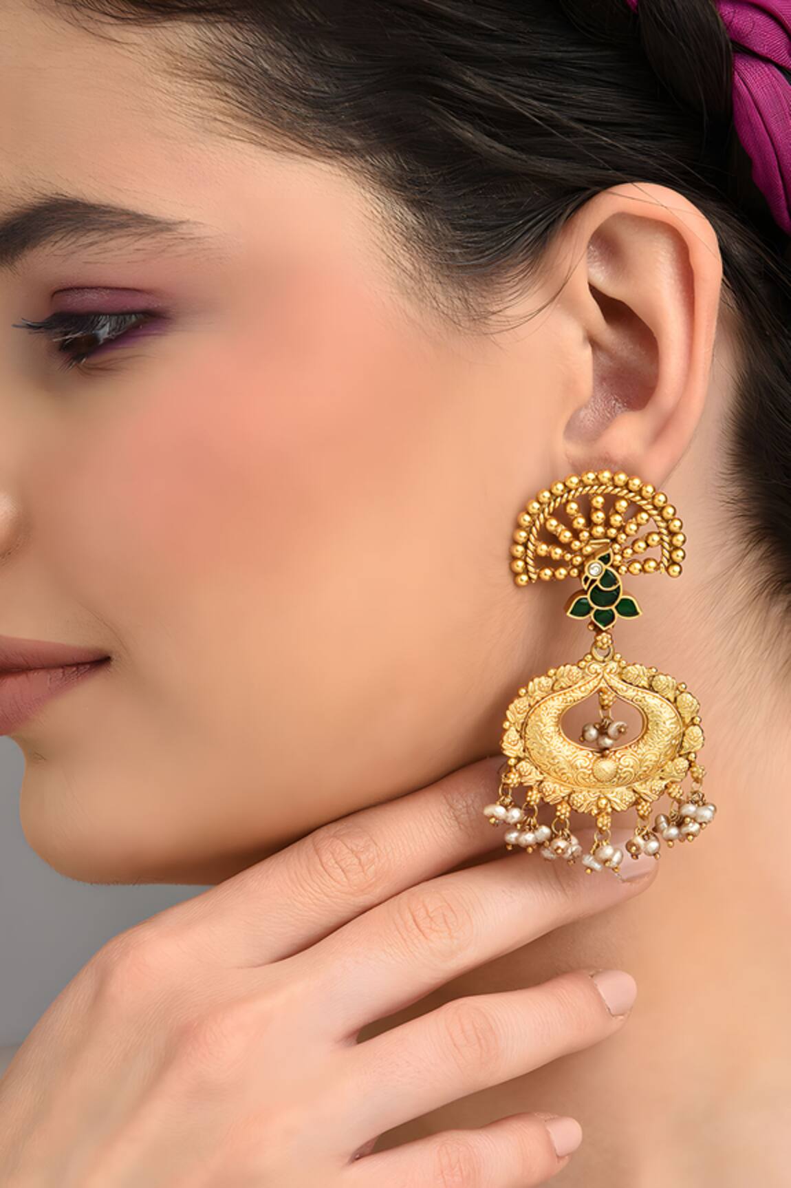 Mero Jewellery Kundan Dual Toned Dangler Earrings