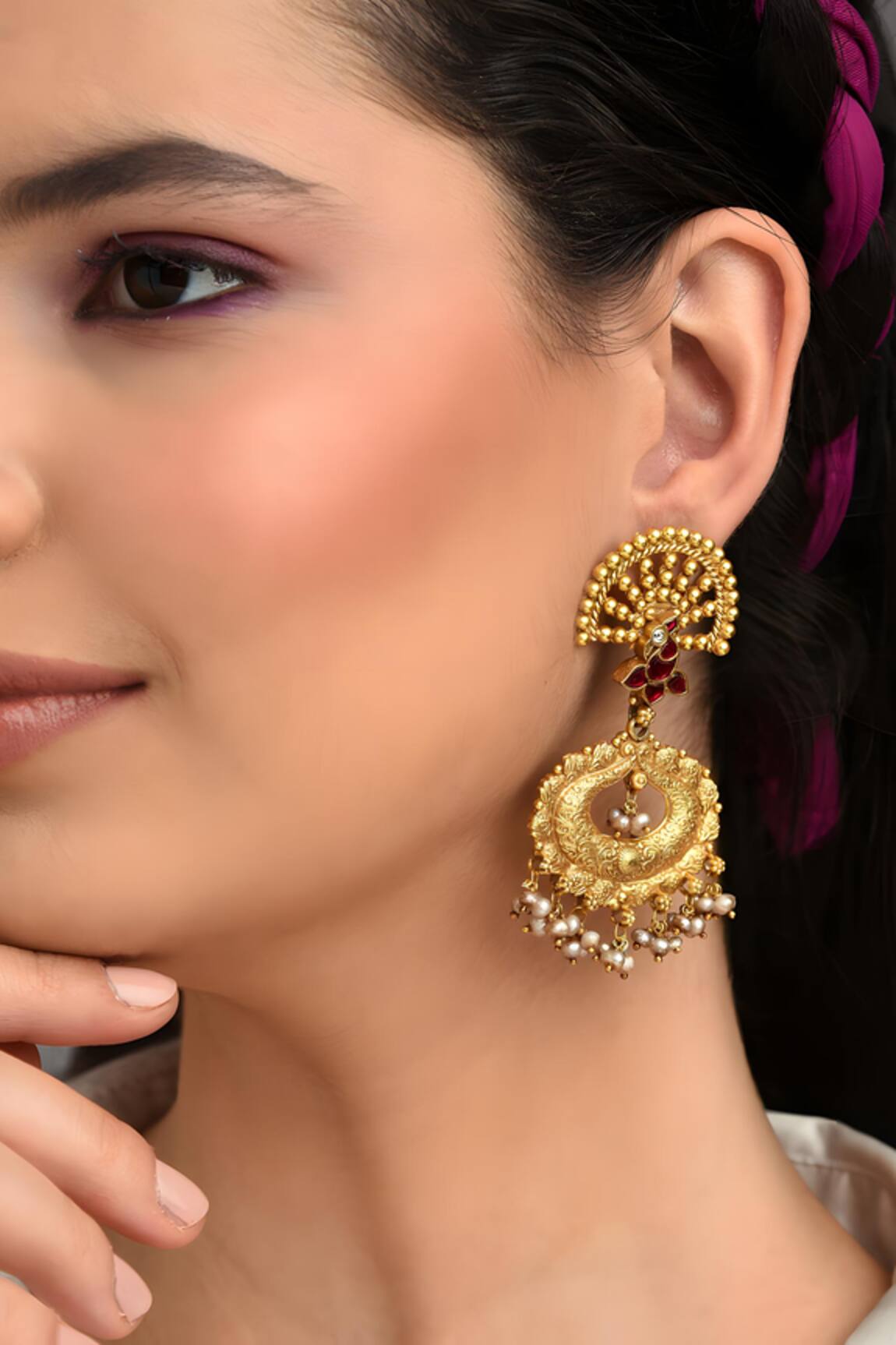 Mero Jewellery Bird Motif & Kundan Dangler Earrings